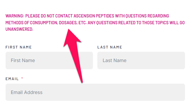 ascension peptides contact warning