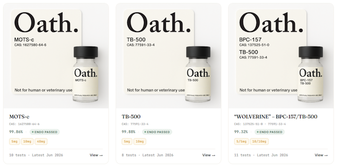 oath peptides sample coa list
